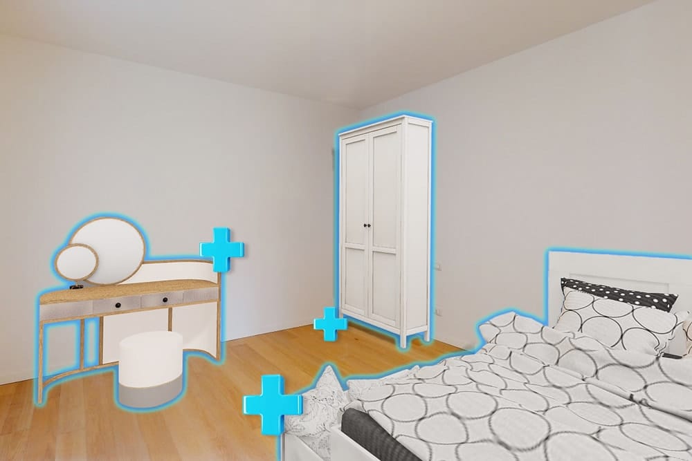 servizio di virtual home staging aggiunta arredi 3d prosphera